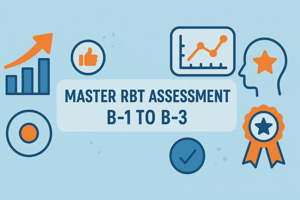 Motivational banner encouraging mastery of RBT Assessment tasks B-1 to B-3