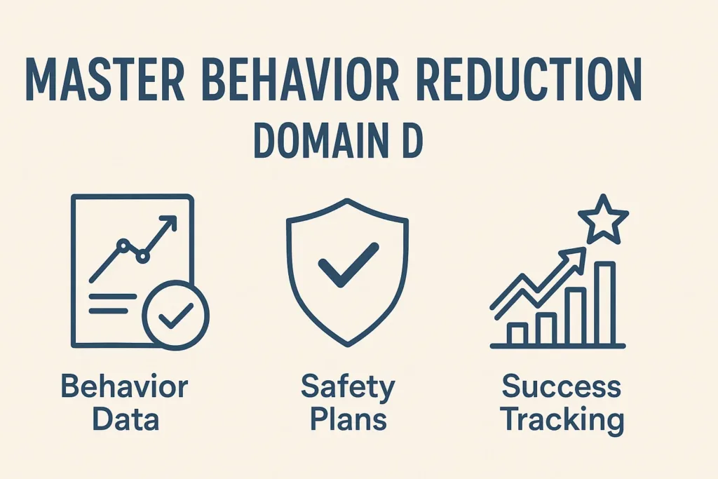 Motivational banner promoting mastery of Behavior Reduction in ABA Domain D