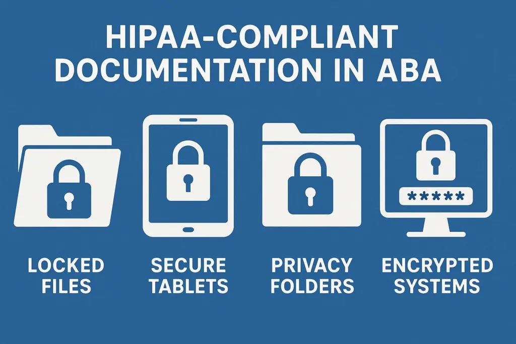 Illustration of HIPAA-compliant documentation practices for ABA data collection and reporting