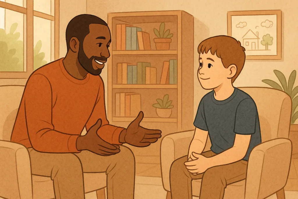 Illustration of RBT maintaining client dignity during therapy session