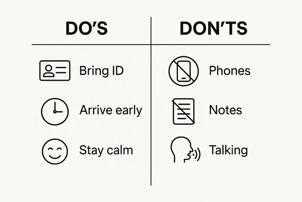 RBT exam guidelines do’s and don’ts checklist for exam day
