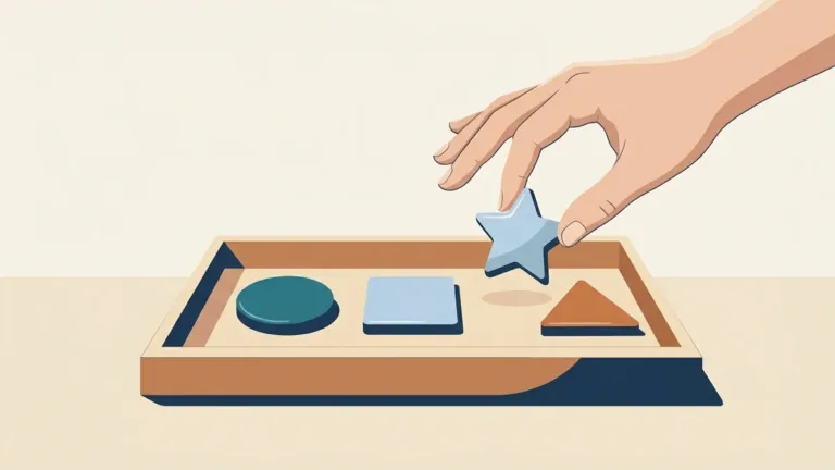 Hand placing a star token into a tray of shapes, illustrating differential reinforcement