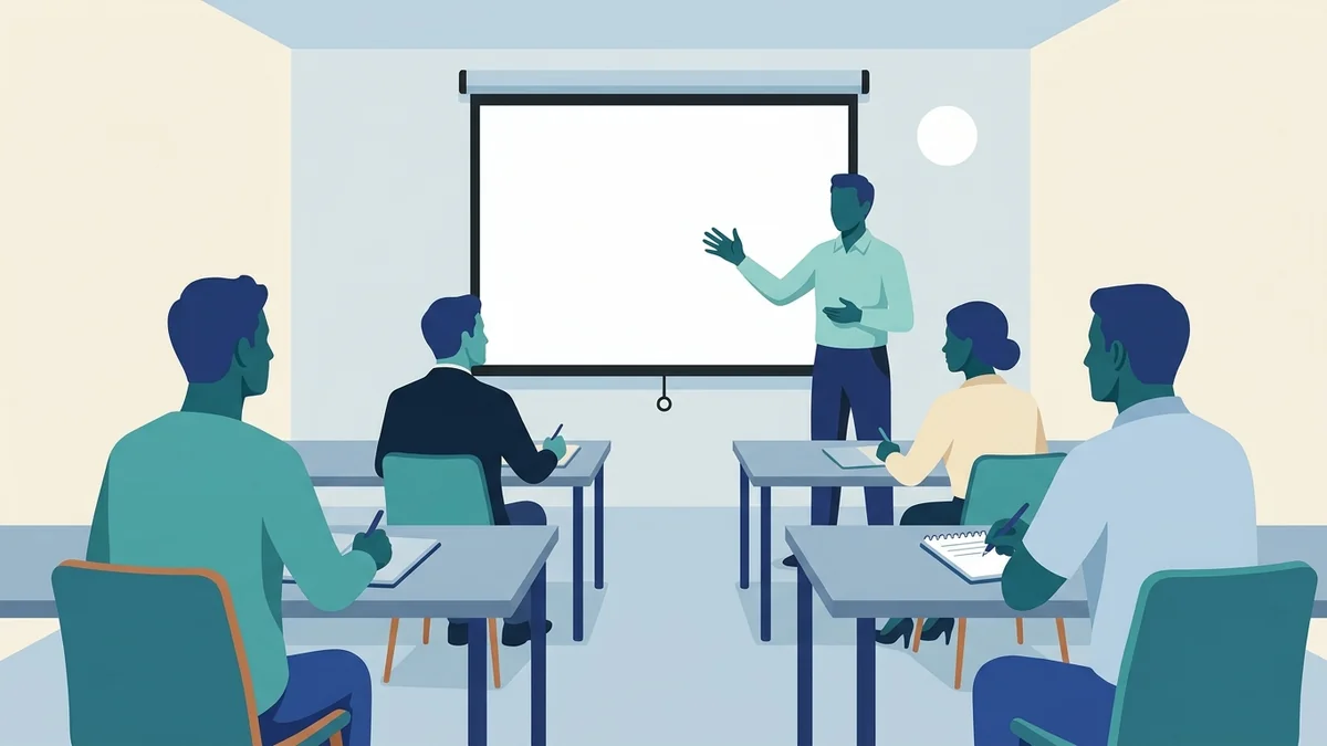 Trainer leading a 40-hour RBT training session for a small group