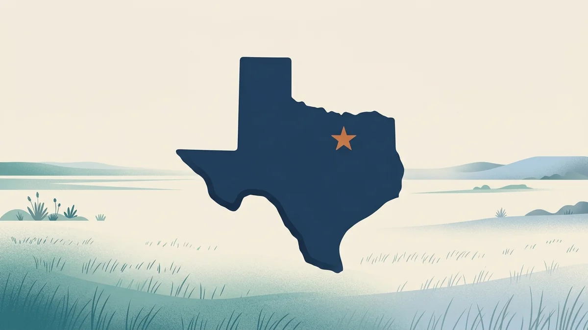 Illustrated outline of Texas with a star for RBT certification requirements in the state