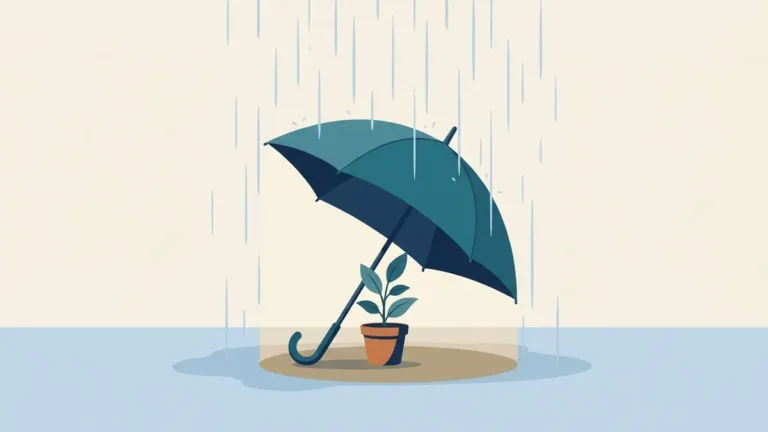 Umbrella sheltering a small plant from rain, representing the protections in the RBT ethics code