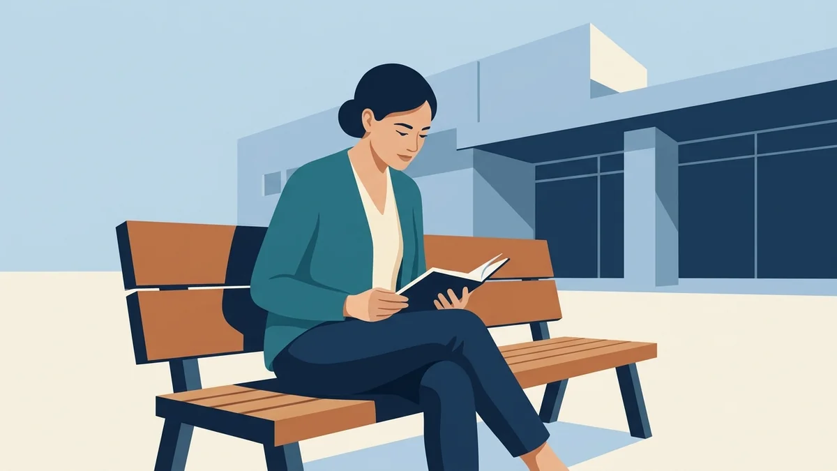 Person on a bench reviewing notes and planning a retake after the RBT exam