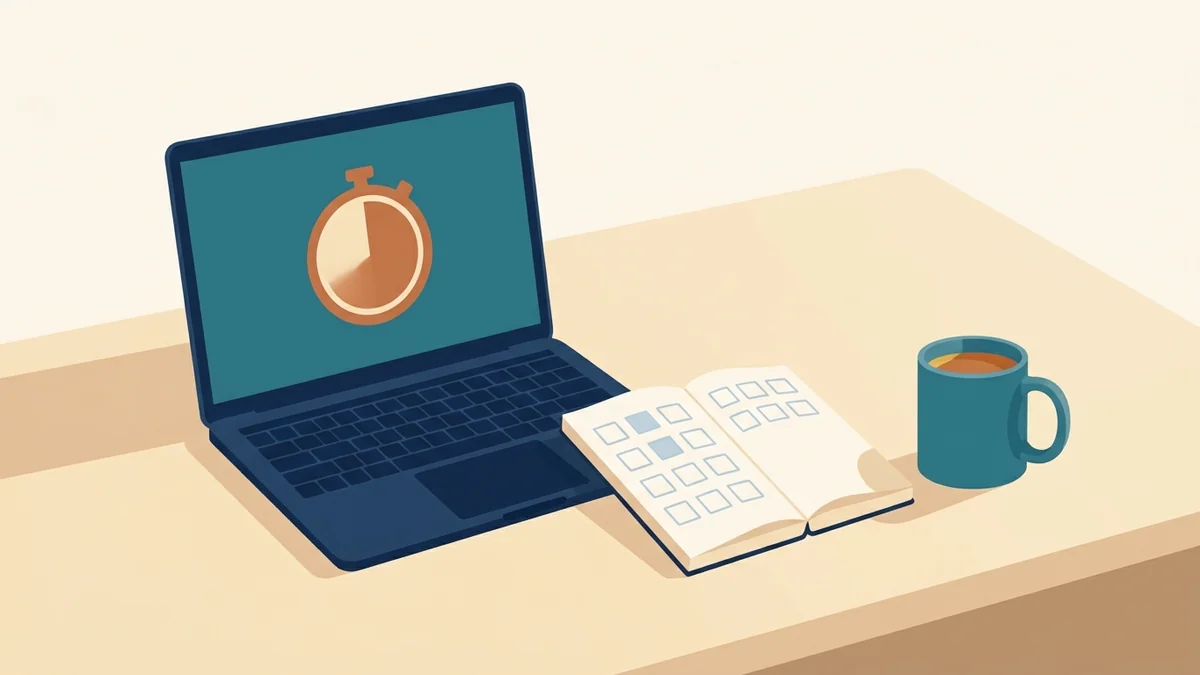 Laptop with a timer on screen for timed RBT practice test 3