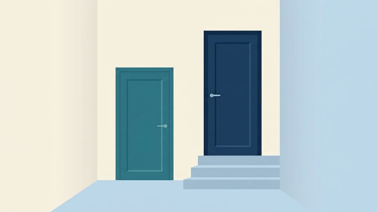 Two doors side by side, a smaller one and a taller one, comparing RBT and BCBA careers