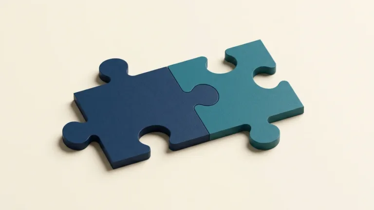 Two puzzle pieces fitting together, comparing the RBT and behavior therapist roles