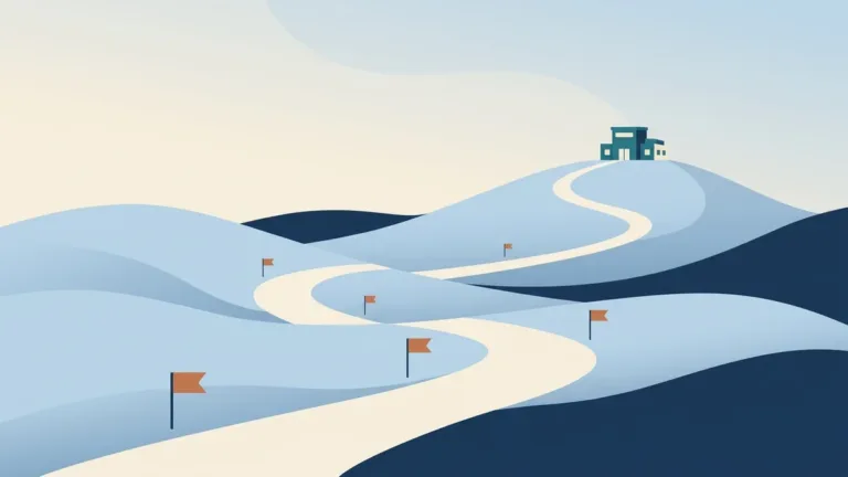 Winding road with flag markers leading to a building, representing what to expect on the RBT exam